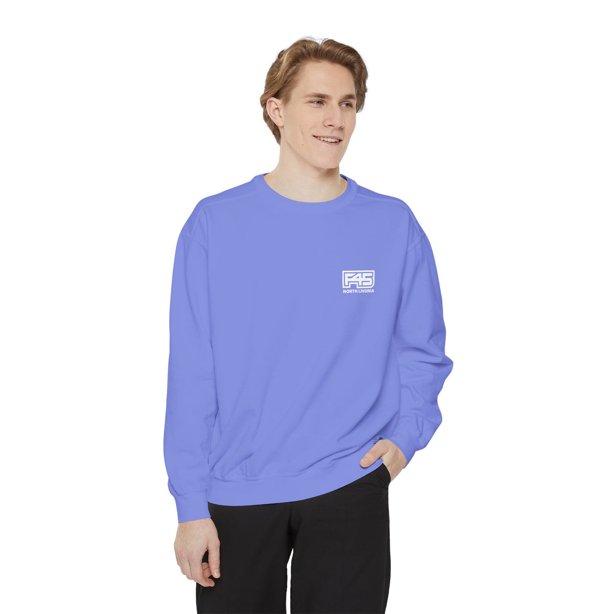 F45 North Livonia - Unisex Sweatshirt — Garment-Dyed Coral Crewneck