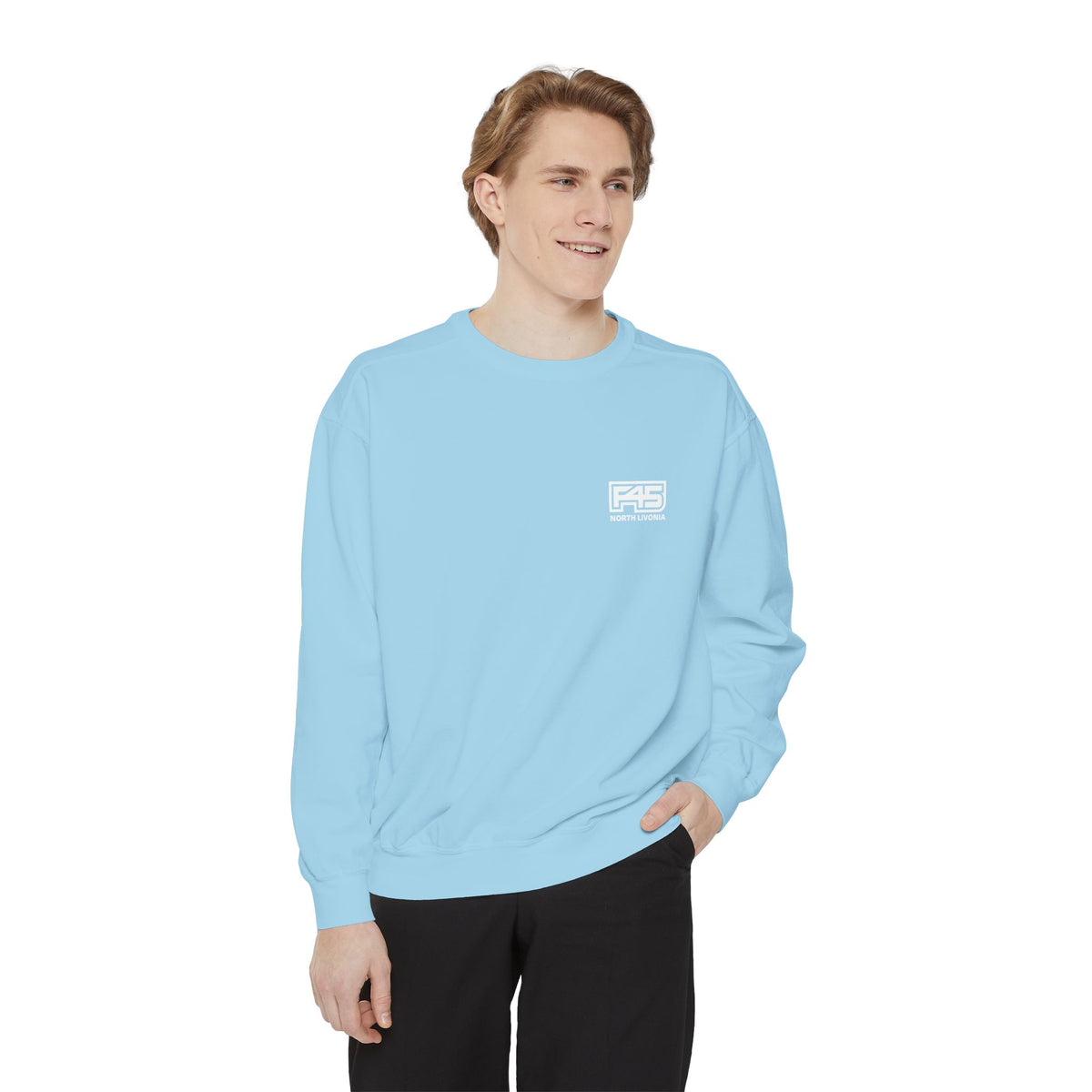 F45 North Livonia - Unisex Sweatshirt — Garment-Dyed Coral Crewneck