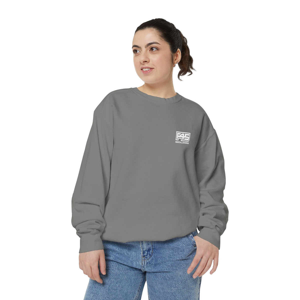 F45 North Livonia - Unisex Sweatshirt — Garment-Dyed Coral Crewneck