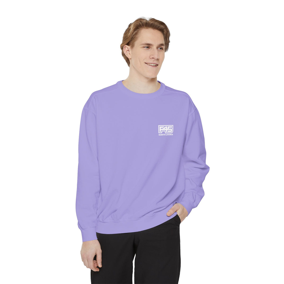 F45 North Livonia - Unisex Sweatshirt — Garment-Dyed Coral Crewneck