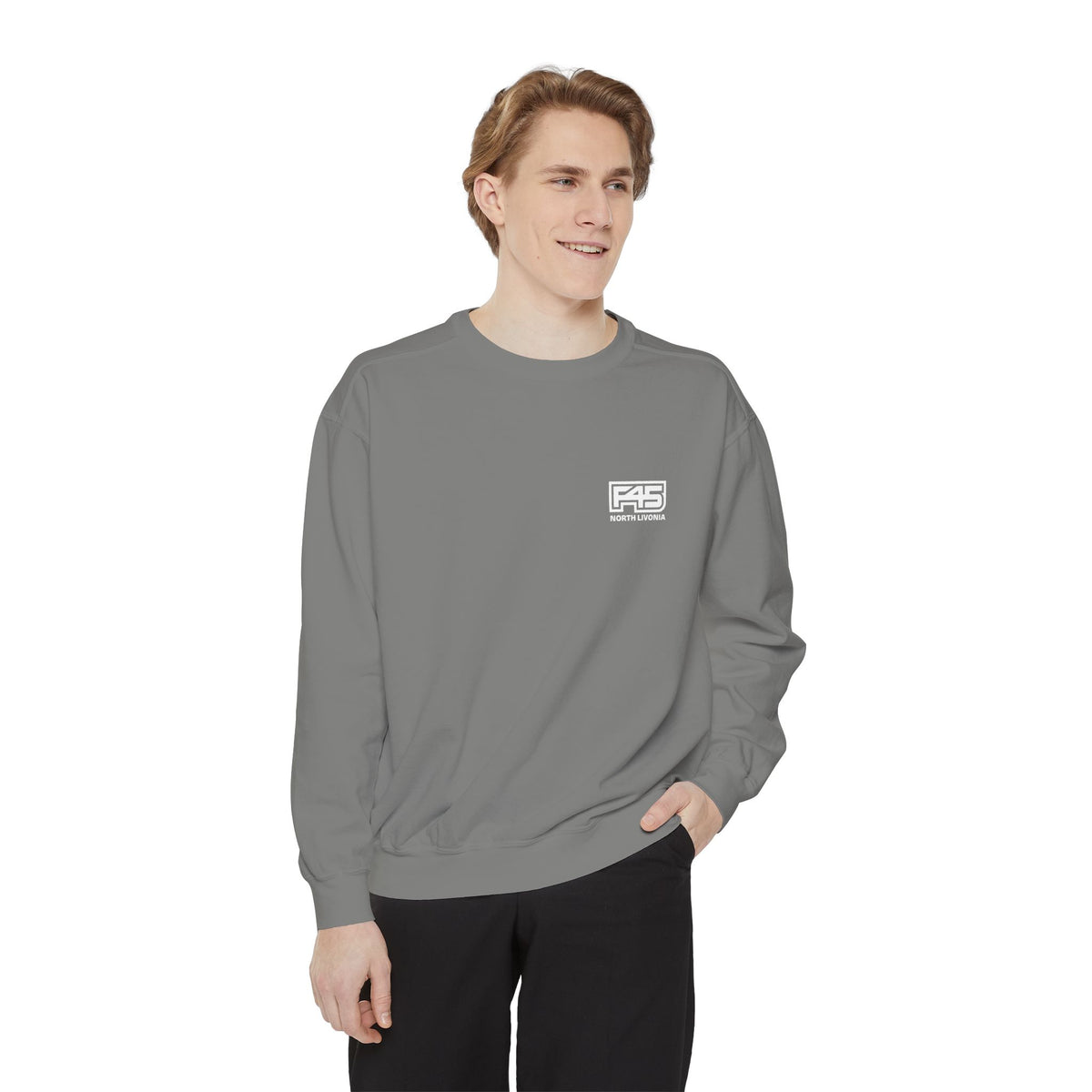 F45 North Livonia - Unisex Sweatshirt — Garment-Dyed Coral Crewneck