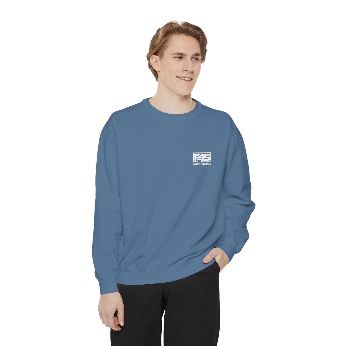 F45 North Livonia - Unisex Sweatshirt — Garment-Dyed Coral Crewneck