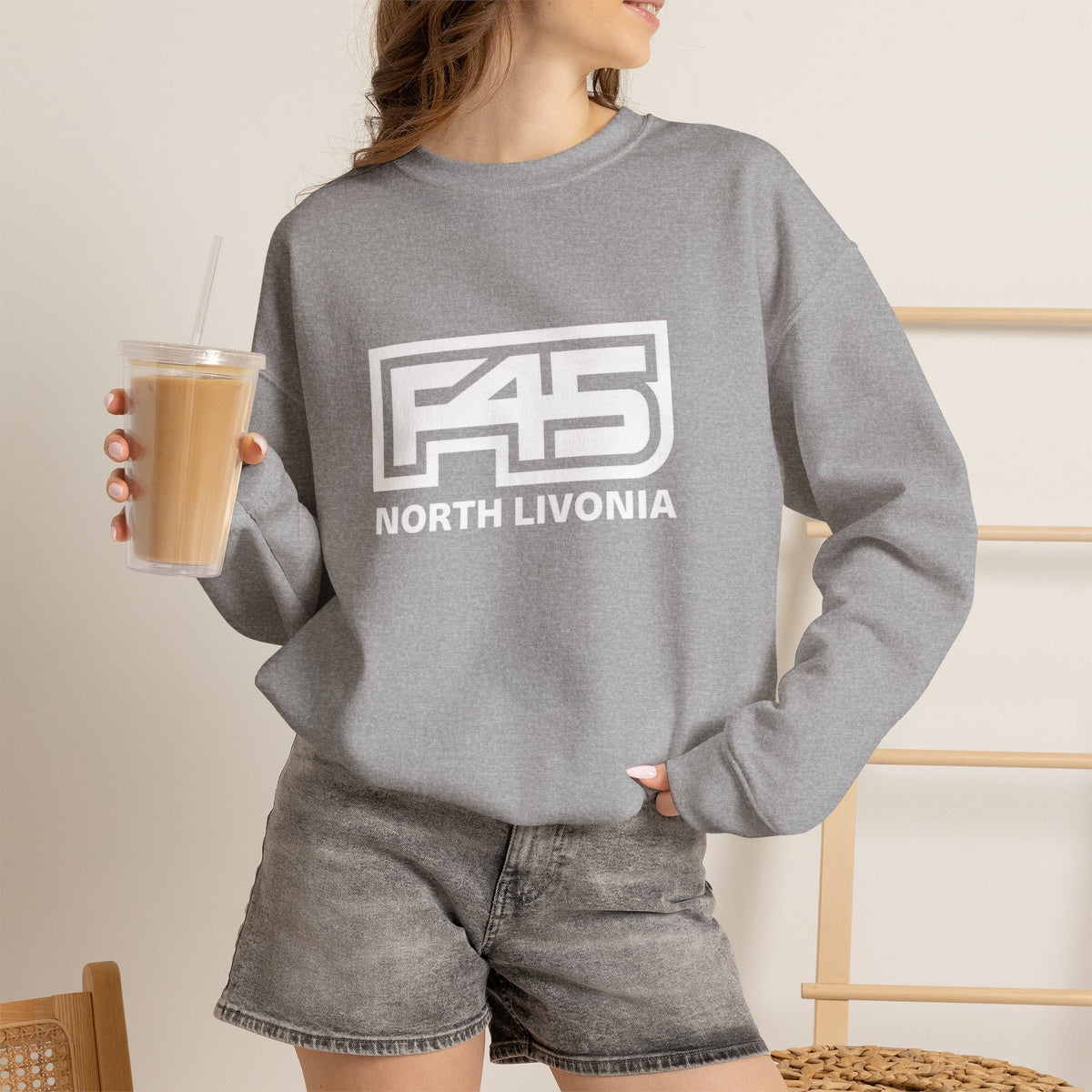 F45 North Livonia - Embroidered Crewneck Sweatshirt