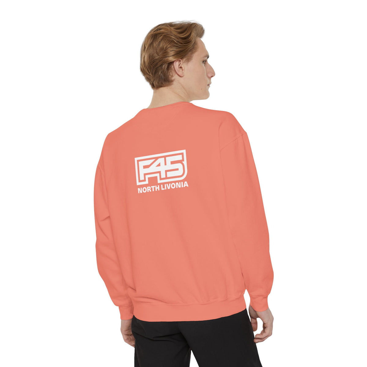 F45 North Livonia - Unisex Sweatshirt — Garment-Dyed Coral Crewneck