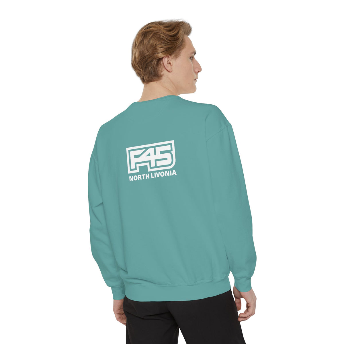 F45 North Livonia - Unisex Sweatshirt — Garment-Dyed Coral Crewneck