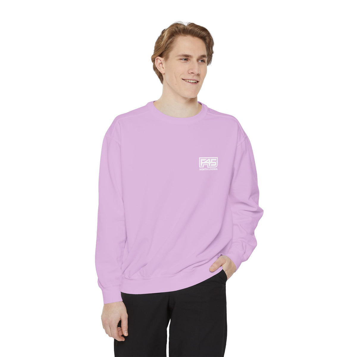 F45 North Livonia - Unisex Sweatshirt — Garment-Dyed Coral Crewneck