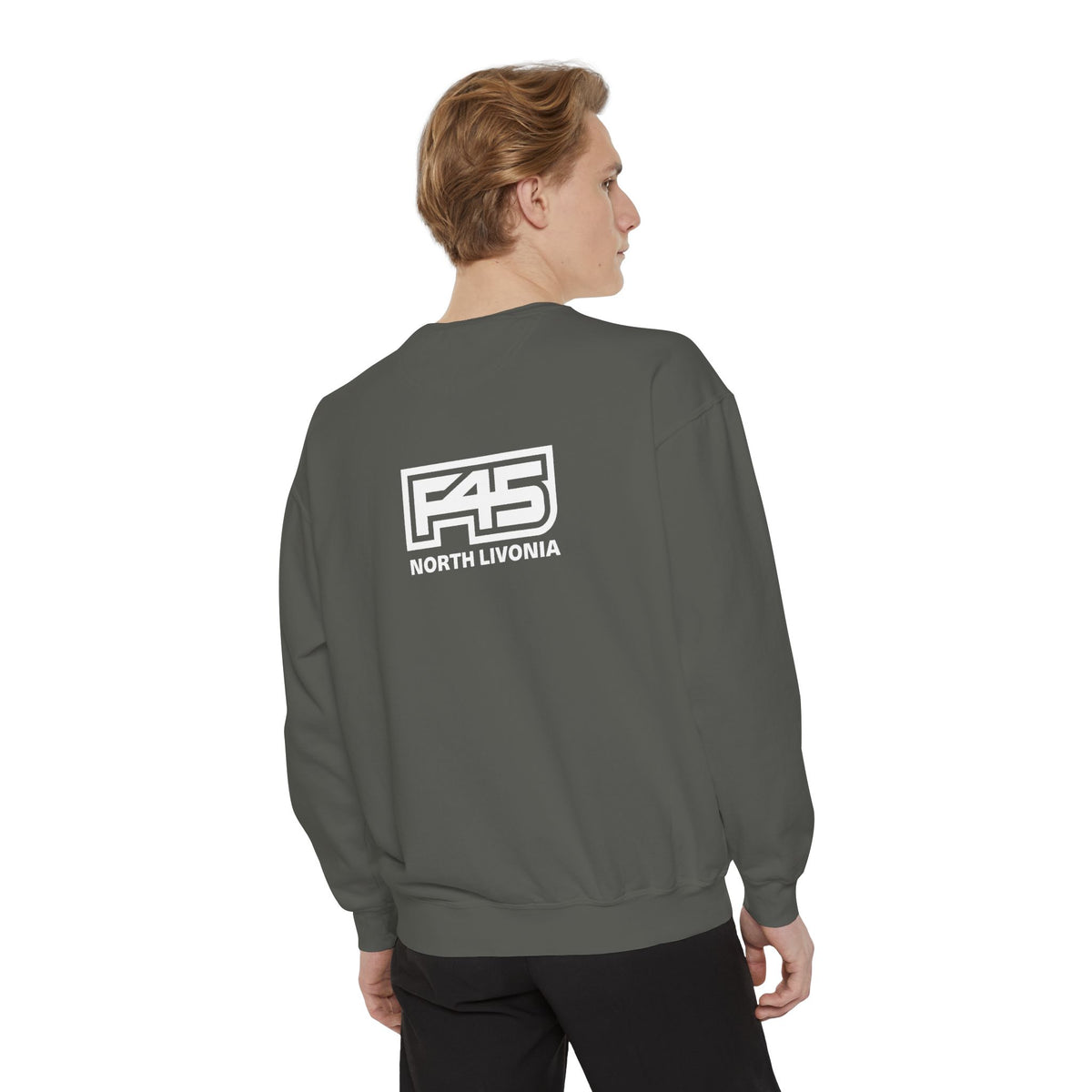 F45 North Livonia - Unisex Sweatshirt — Garment-Dyed Coral Crewneck