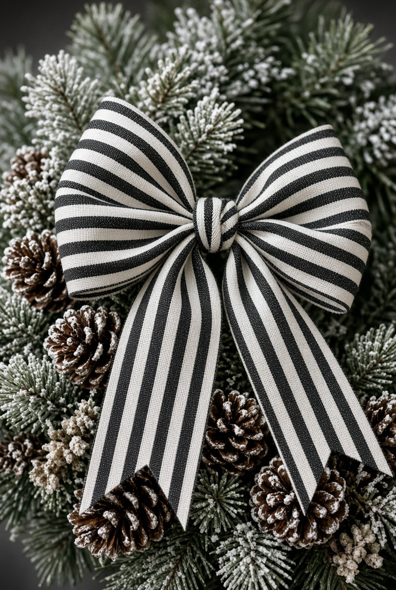 South Lyon East Cougars Holiday Spirit Wreath | 24" Frosted Pinecone Door Wreath with School Shield & Striped Bow | Limited Pre-Order